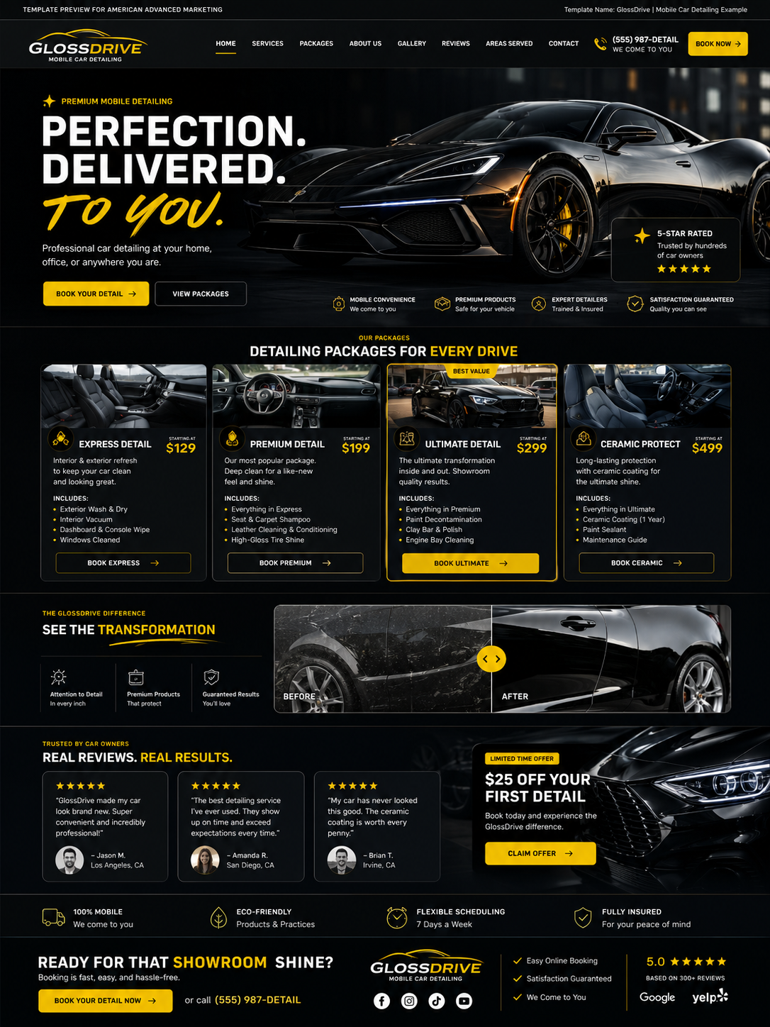 GlossDrive mobile car detailing website design